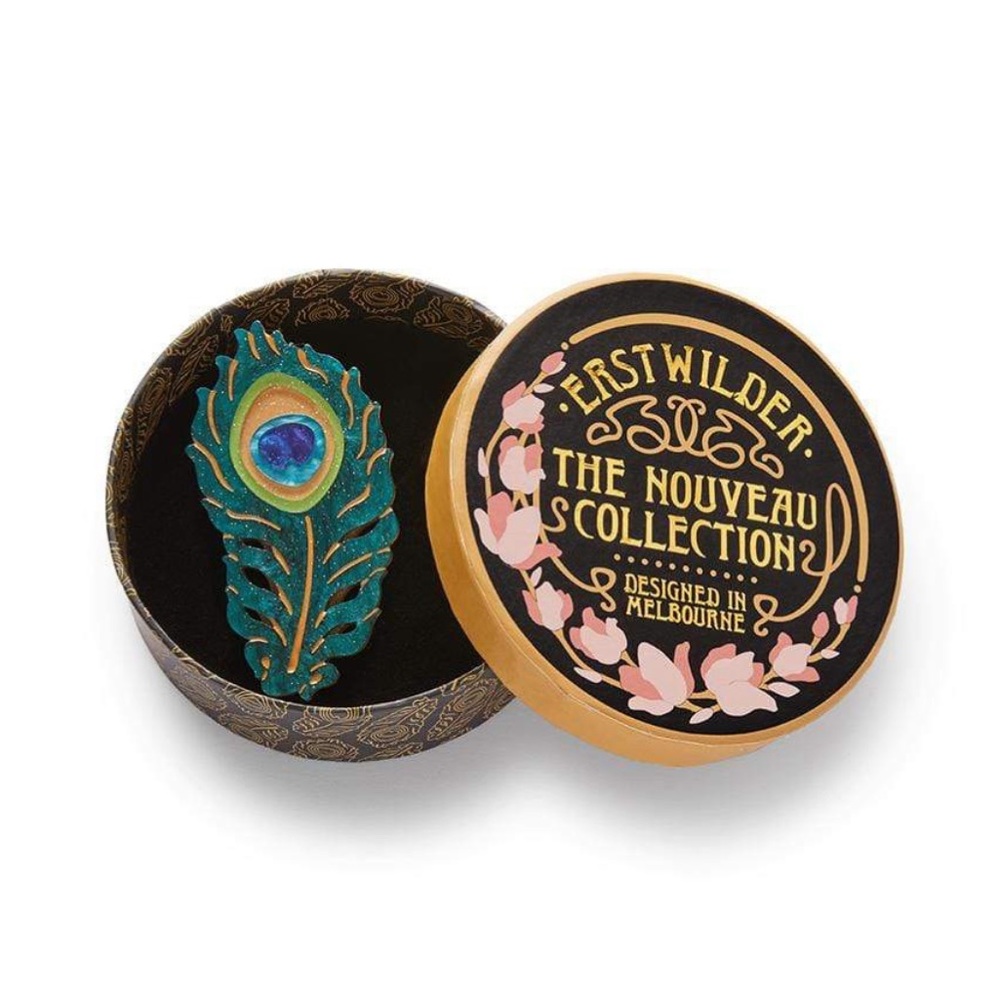 Erstwilder peacock feather The Royal Eye Acrylic Brooch Art Nouveau